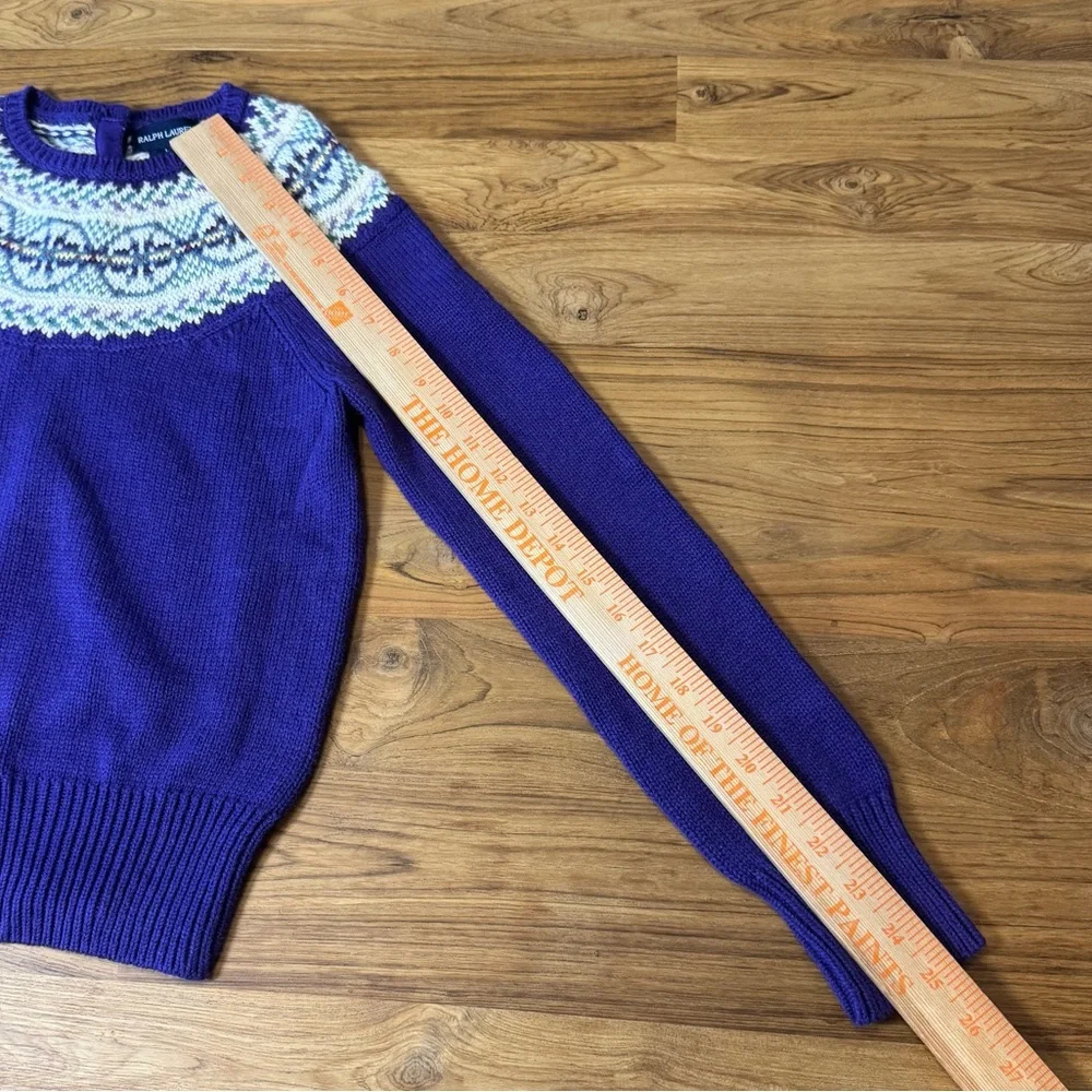 Vintage Ralph Lauren Sweater Girls’ Large Purple w. Patterned Collar